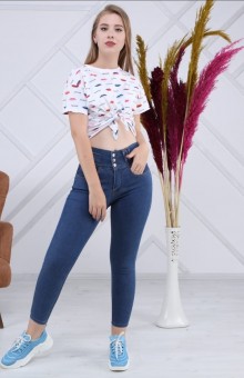 Bayan Yüksek Bel Kot Pantolon